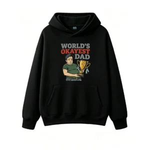 World's Okayest Dad Funny Cartoon Illustration Hoodie