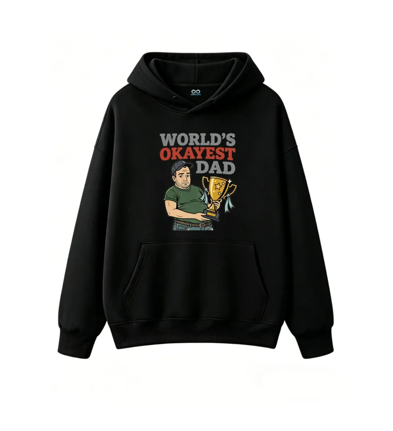 World's Okayest Dad Funny Cartoon Illustration Hoodie