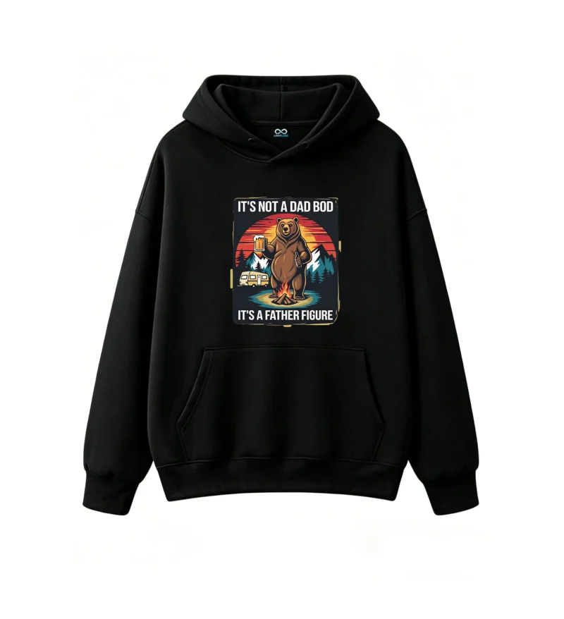 黑卫正 It's Not A Dad Bod It's A Father Figure Bear Camping Retro Poster Funny Humor Vintage Style Unisex Hoodie
