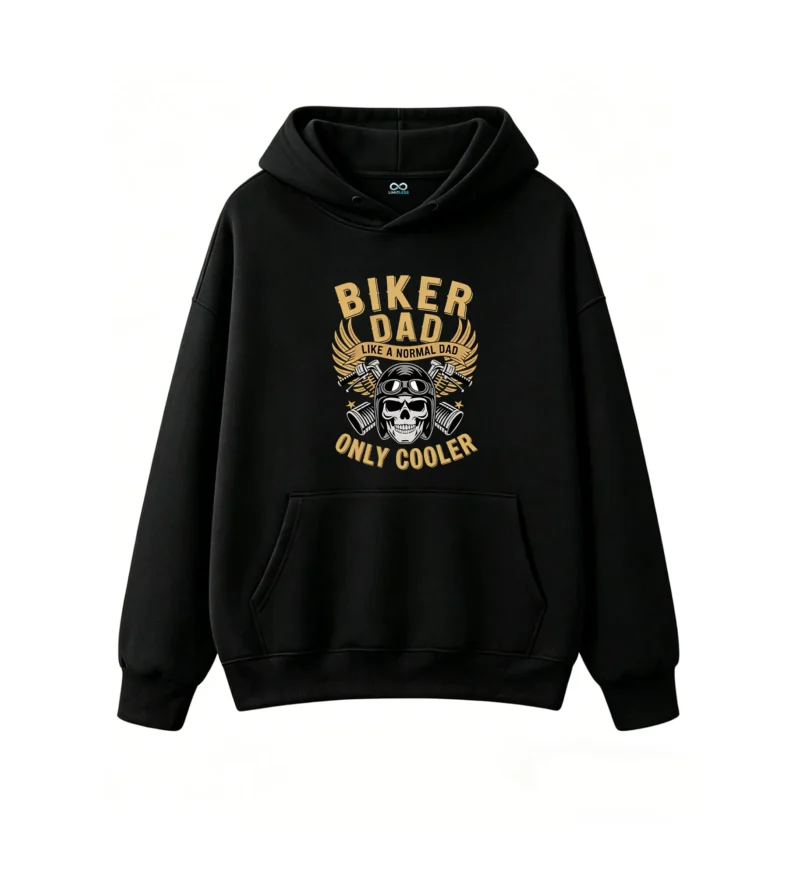 Biker Dad Like A Normal Dad Only Cooler Skull With Helmet Graphic Hoodie
