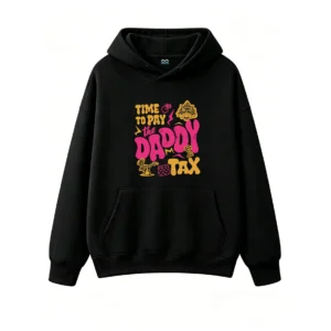 黑卫正 Time To Pay The Daddy Tax Retro Pop Art Graphic Hoodie