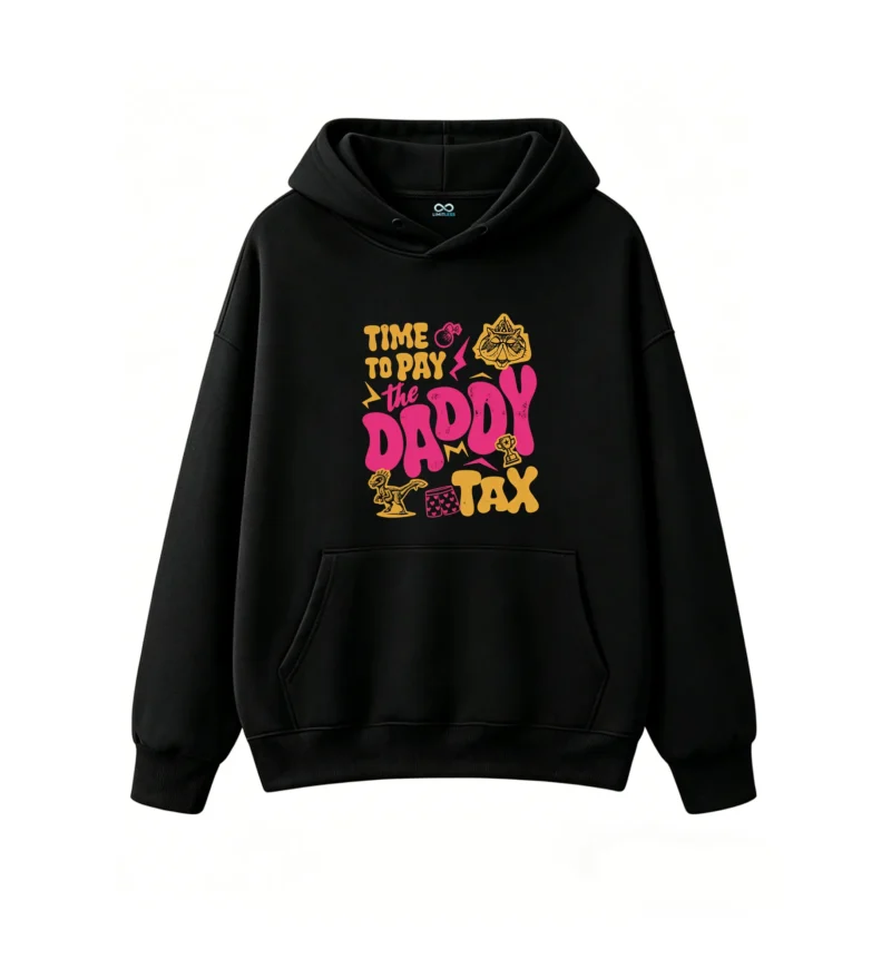 黑卫正 Time To Pay The Daddy Tax Retro Pop Art Graphic Hoodie
