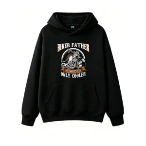 Biker Father Like A Normal Father Only Cooler Motorcycle Dad Graphic Print Hoodie - Casual Pullover Sweatshirt with Front Pocket