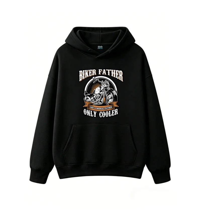 黑卫正 Biker Father Like A Normal Father Only Cooler Motorcycle Dad Graphic Print Hoodie - Casual Pullover Sweatshirt with Front Pocket