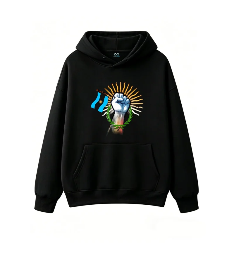 黑卫正 Sun of May & National Flag Graphic Sweatshirt with Green Laurel Wreath, Soft Cotton Blend Pullover for Men Women, Patriotic Social Justice Gift, Streetwear Style