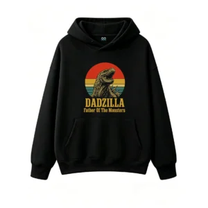 Dadzilla Father Of The Monsters Retro 70s Pop Art Graphic Hoodie