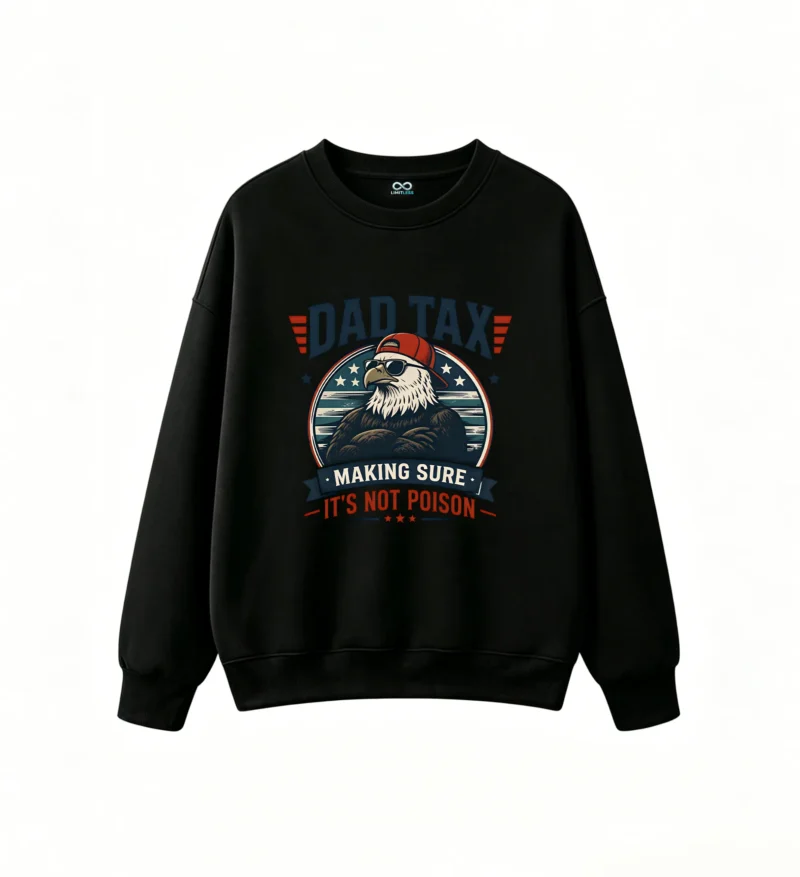 黑卫正 Dad Tax Making Sure It's Not Poison Retro Patriotic Bald Eagle Graphic Hoodie