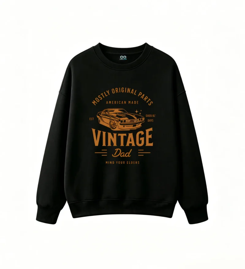 Vintage Dad Mostly Original Parts American Made Muscle Car Graphic Hoodie