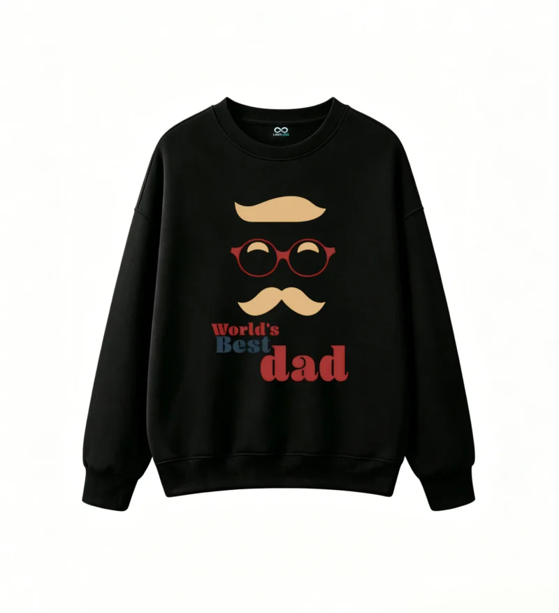 World's Best Dad Mustache Glasses Graphic Hoodie - Retro Vintage Father's Day Sweatshirt