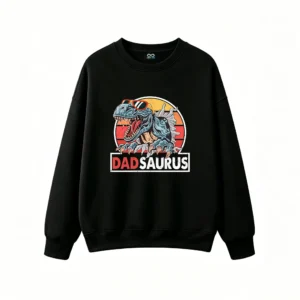 黑卫正 DadSaurus Retro T-Rex Dinosaur with Sunglasses Funny Novelty Graphic Sweatshirt