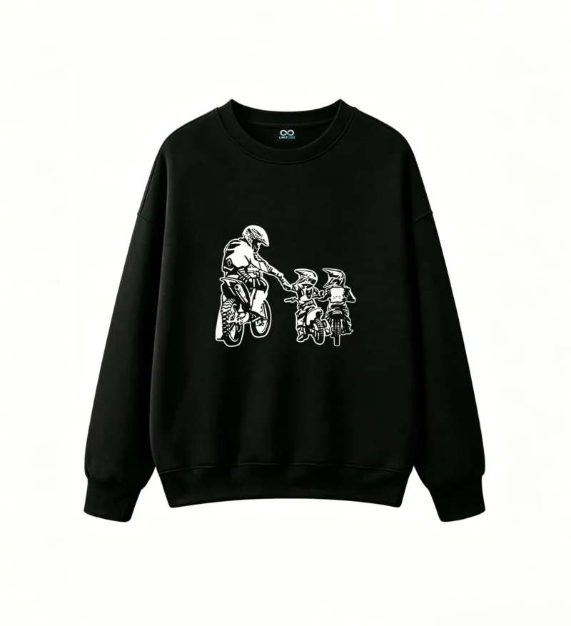 黑卫正 TOMGIANT Motocross Handshake Family Bonding High Contrast Black and White Sketch Art Hoodie