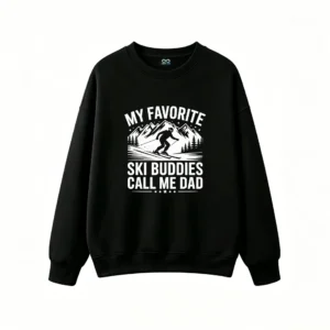 黑卫正 Ski Buddies Call Me Dad Skier Mountain Retro Graphic Hoodie