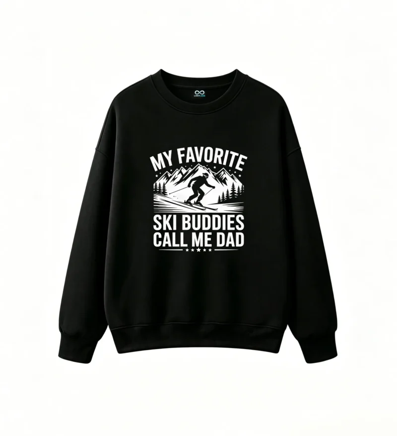 黑卫正 Ski Buddies Call Me Dad Skier Mountain Retro Graphic Hoodie
