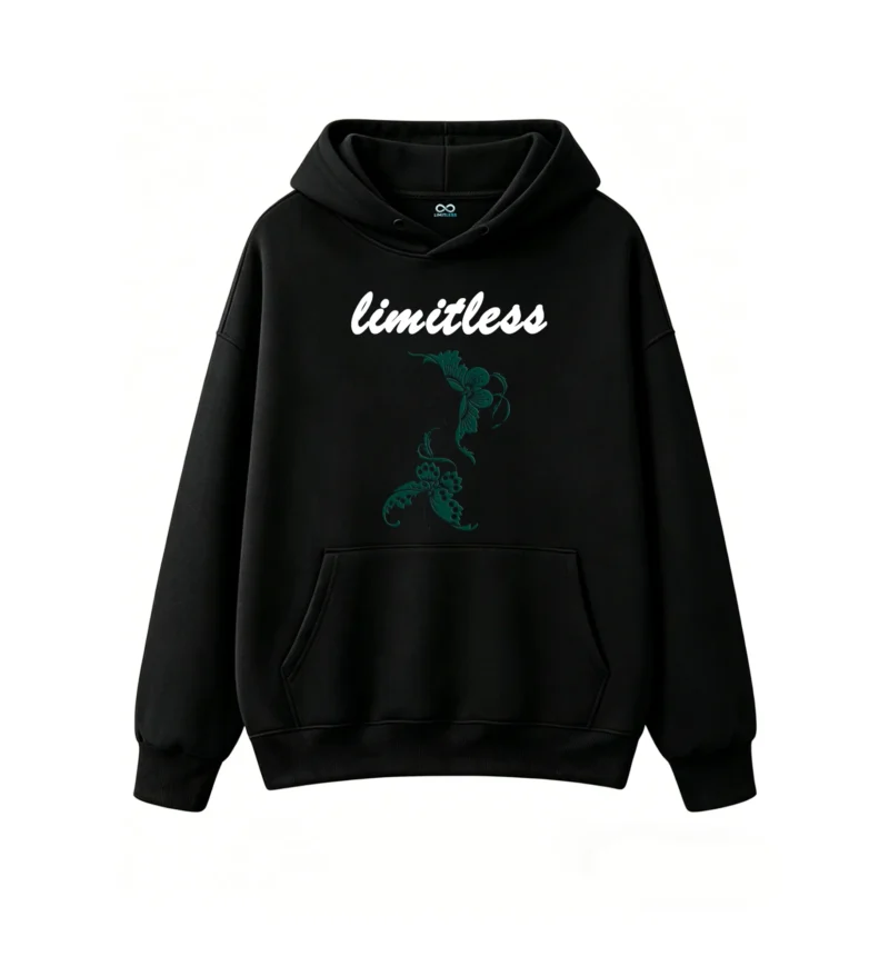 黑卫正 Art Nouveau Floral Teal Lily Hoodie
