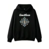 黑卫正 Ornate Floral Mandala Eye Motif Symmetrical Baroque Blue Gold Black Print - Premium Soft Cotton Blend Pullover Hoodie