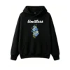 黑卫正 Cozy Oversized Floral Blue White Blossoms Black Background Hoodie