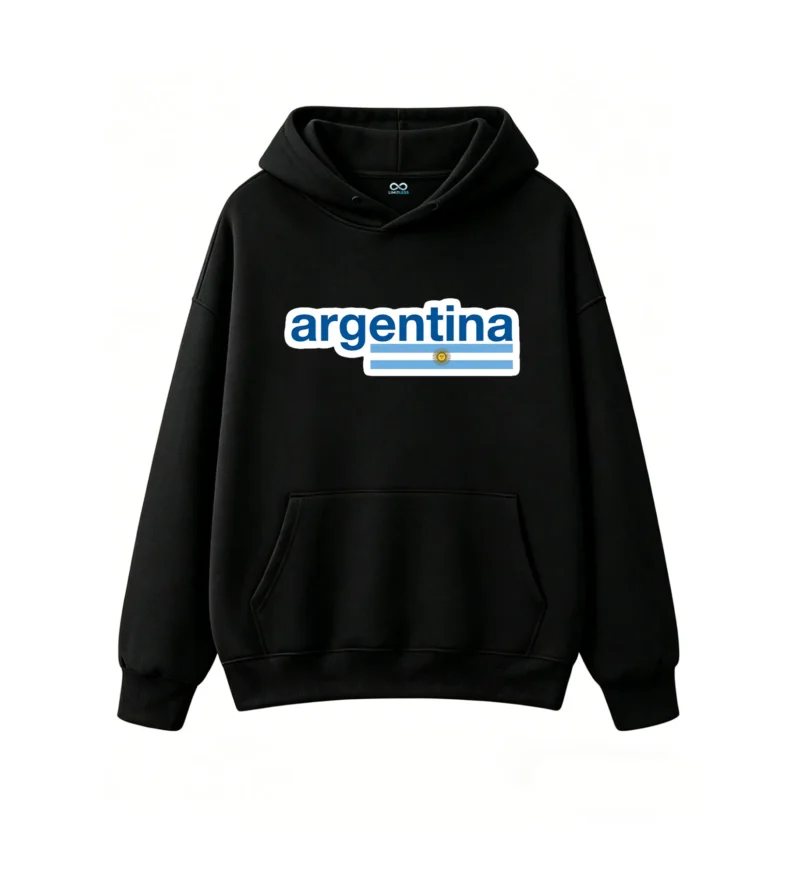 Casual Pullover Sweatshirt with Bold Blue and White Stripes, Soft Cotton Blend, Sticker Design, Perfect Gift for Soccer Fans, Independence Day Celebration, Travel Souvenir