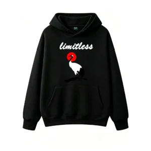 黑卫正 Stylized Crane Bird Red Sun Graphic Hoodie