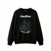 Winged Horse Pegasus Mythical Creature Floral Wildflowers Sketchy Hand-Drawn Neon Blue Ethereal Dreamlike Fantasy Art - Casual Crew Neck Oversized Sweatshirt