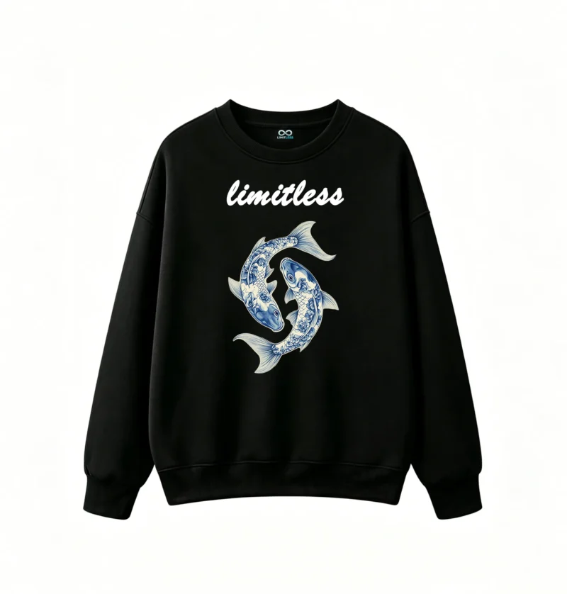 黑卫正 Koi Fish Yin Yang Floral Art Unisex Hoodie