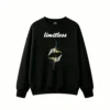 黑卫正 Stylized Golden Ring and Winged Pinwheel Abstract Art - Modern Black Background Crewneck Sweatshirt