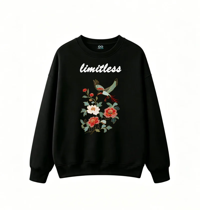 黑卫正 Ornate Bird and Blooming Flowers Hoodie