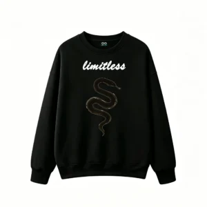 No-Brand Unisex Oversized Dark Glossy Eel Graphic Hoodie