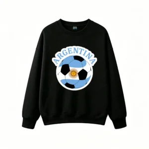 Men's Oversized Graphic Hoodie, Soft Cotton Blend Pullover Sweatshirt with Retro Football Design, Casual Streetwear for Fans, Perfect Gift for Argentine National Team Lovers
