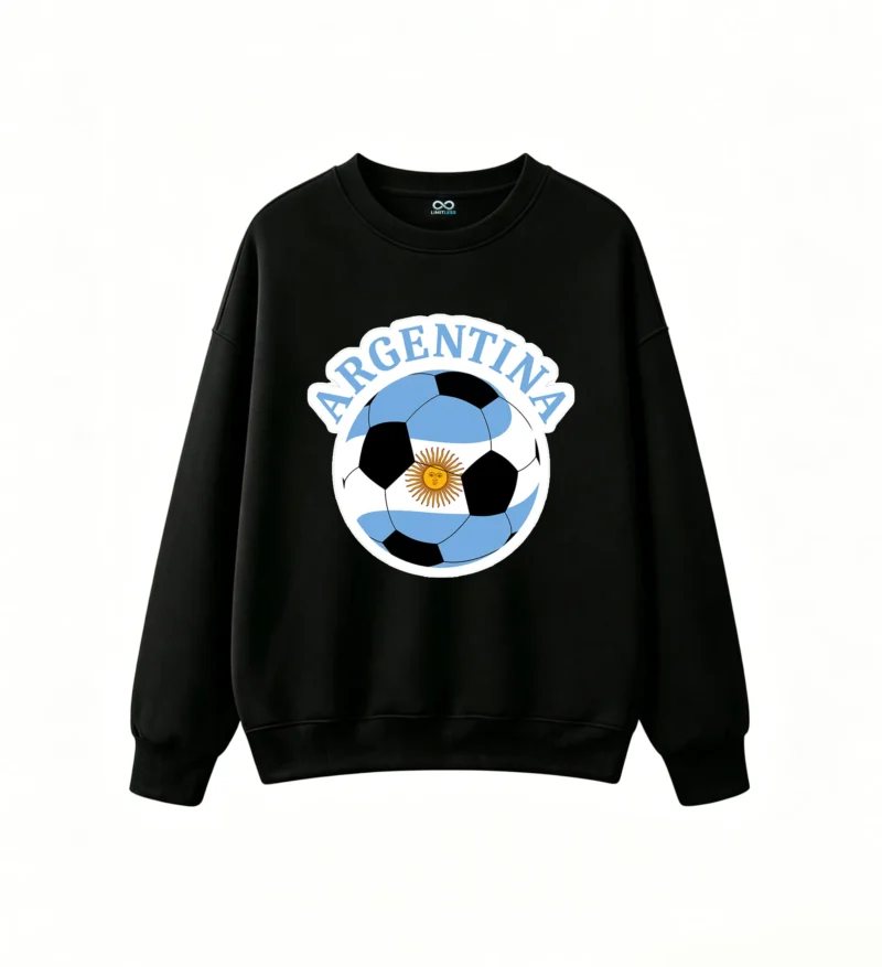 黑卫正 Men's Oversized Graphic Hoodie, Soft Cotton Blend Pullover Sweatshirt with Retro Football Design, Casual Streetwear for Fans, Perfect Gift for Argentine National Team Lovers
