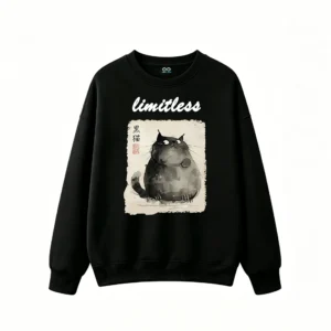 Chubby Black Cat Ink Wash Art Unisex Hoodie
