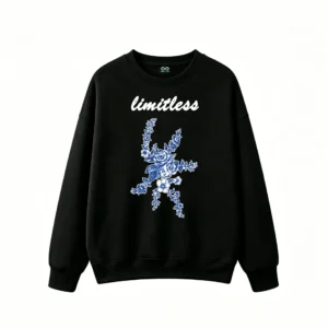 黑卫正 Blue Floral Embroidery Style Unisex Hoodie