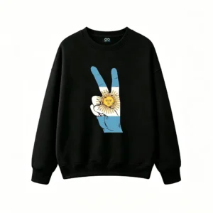 Argentina Flag Sun of May Peace Sign Hand Graphic Hoodie