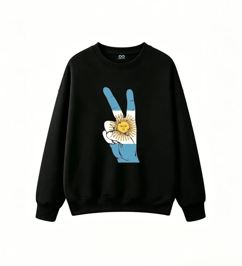 Argentina Flag Sun of May Peace Sign Hand Graphic Hoodie