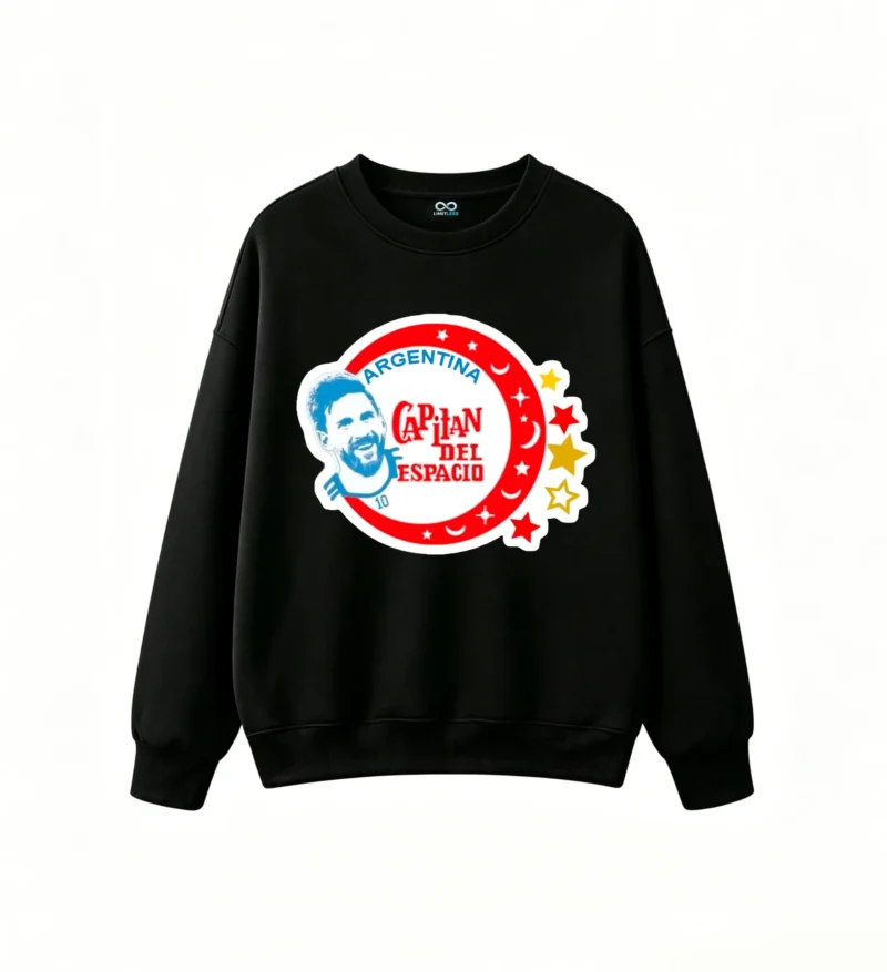 Sudadera con capucha oversize informal para hombre con diseño de emblema circular «Lionel Messi, capitán de Argentina»,