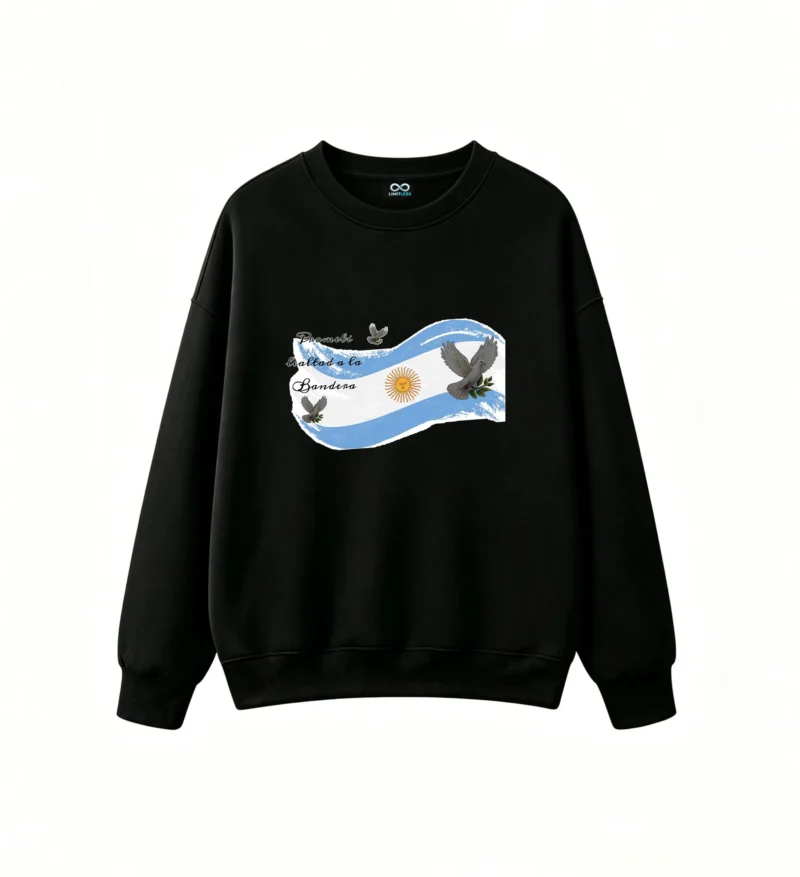 Argentina Flag with Sun of May and Peace Doves Hymn to the Flag Graphic Hoodie