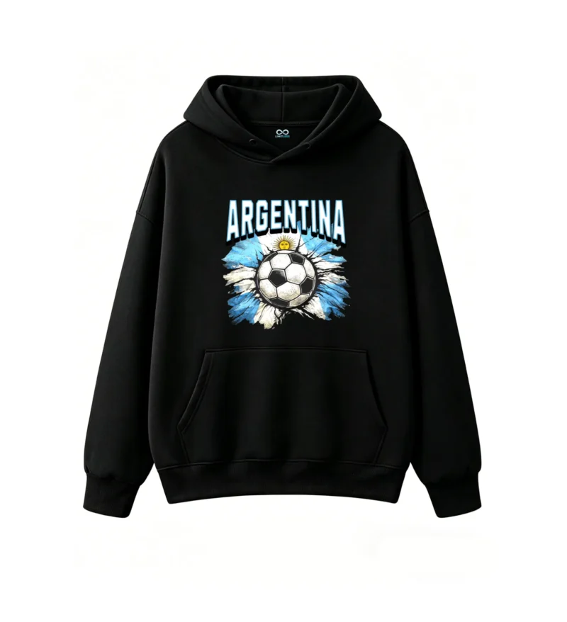 Premium Cotton Blend Pullover with Embroidered Sun of May and Flag Design, Breathable Streetwear for Football Matches, Casual Outfit Gift for Argentina Fans
