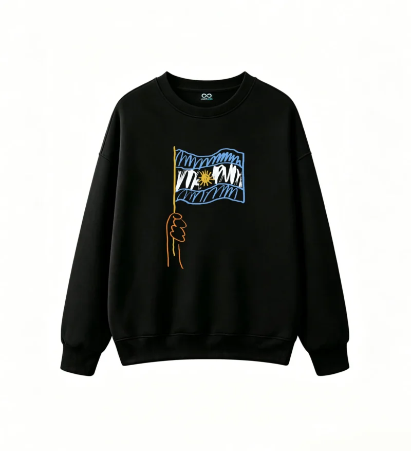 Sun of May Argentine Flag Artistic Hand-Drawn Illustration Unisex Hoodie