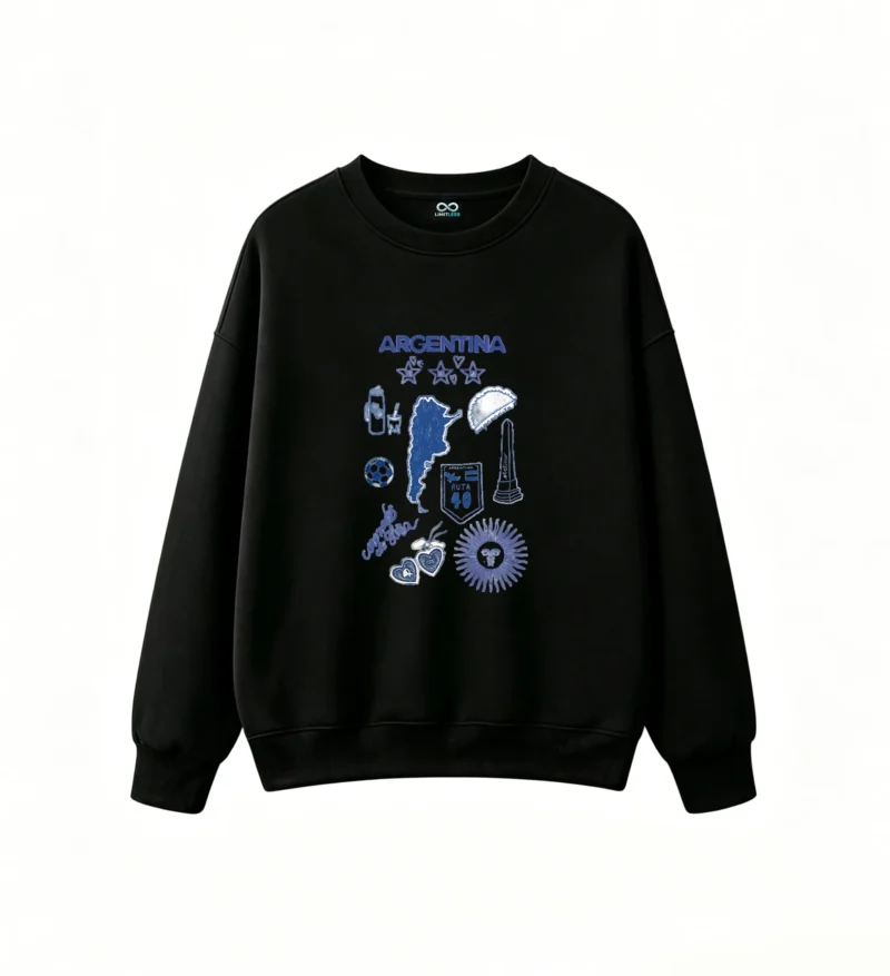Argentina Map Gaucho Hat Obelisco 40th Anniversary Blue Monochrome Graphic Hoodie
