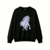 Hei Wei Zheng Run Free Chasing Dreams Ethereal Blue Ghost Horse Galloping Starburst Art Unisex Oversized Hoodie