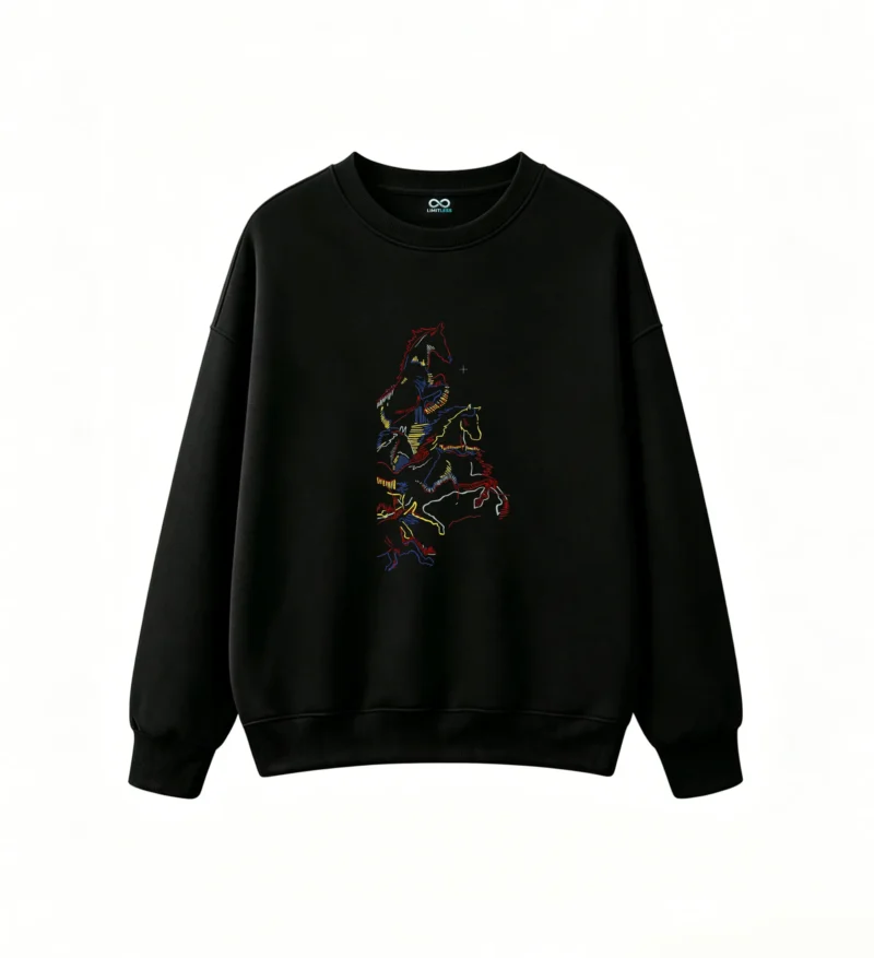 黑卫正 Abstract Graffiti Style Vibrant Colors Jagged Lines Dynamic Art Print Hoodie