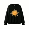Hei Wei Zheng Sudadera casual de cuello redondo extragrande con diseño de calcomanía de un sol antropomórfico y divertido, para hombres y mujeres