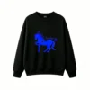 Sudadera con capucha unisex con ilustración digital «Shine Bright Blue Horse»