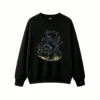 黑卫正 Fantasy Mythical Winged Unicorn Horse with Colorful Flowers and Smoke Abstract Art Casual Crew Neck Sweatshirt