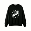 Black and White Sagittarius Constellation Line Art Centaur Bow and Arrow Starry Sky Graphic Design Unisex Oversized Cotton Hoodie