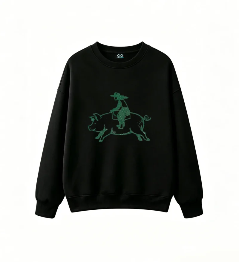 Rodeo Cowboy Bucking Bull Vintage Green Silhouette Unisex Hoodie