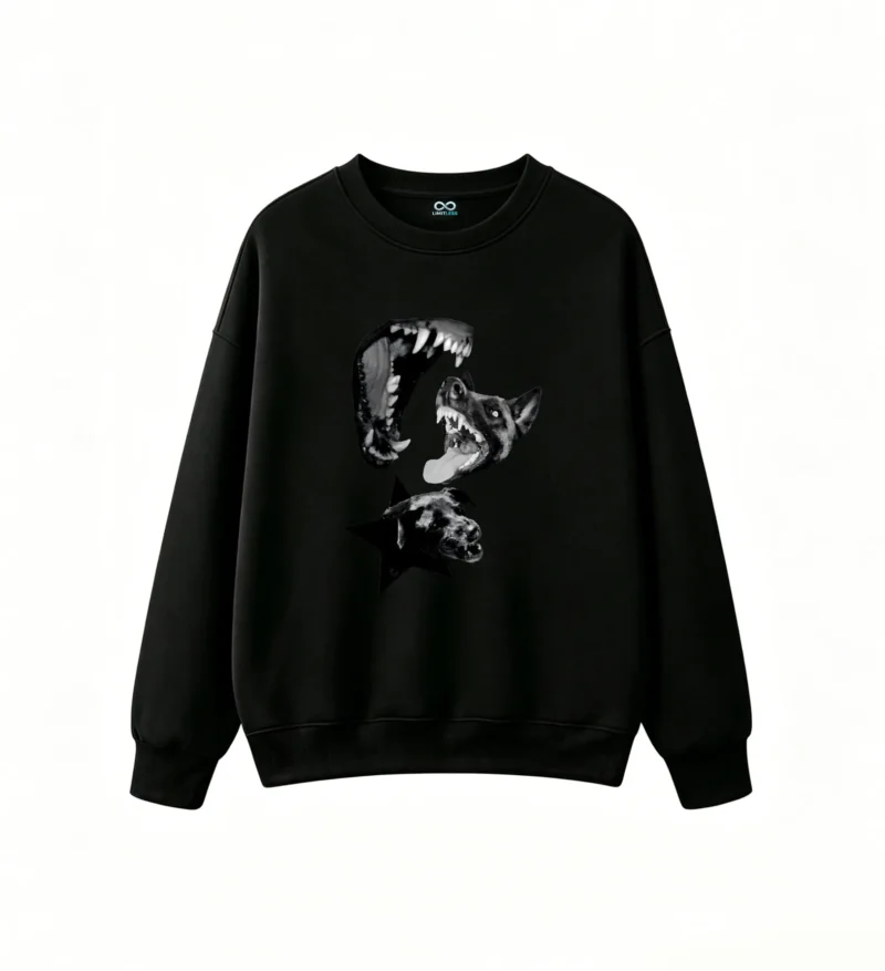Black and White Dog Collage Graphic Hoodie