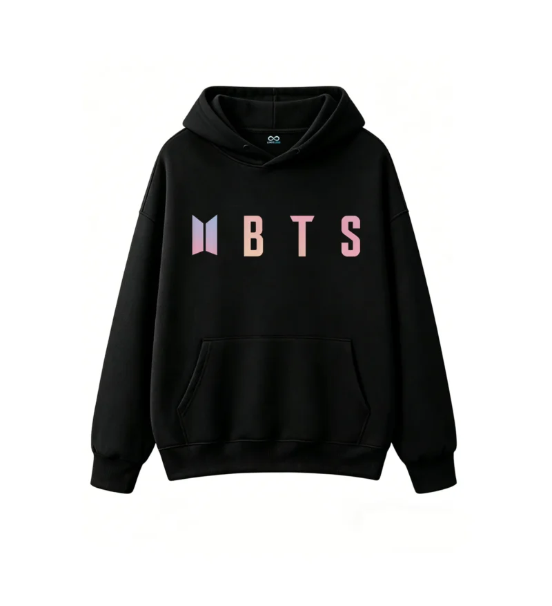 1 Buzo capucha BTS, doble estampado oversize unisex algodón
