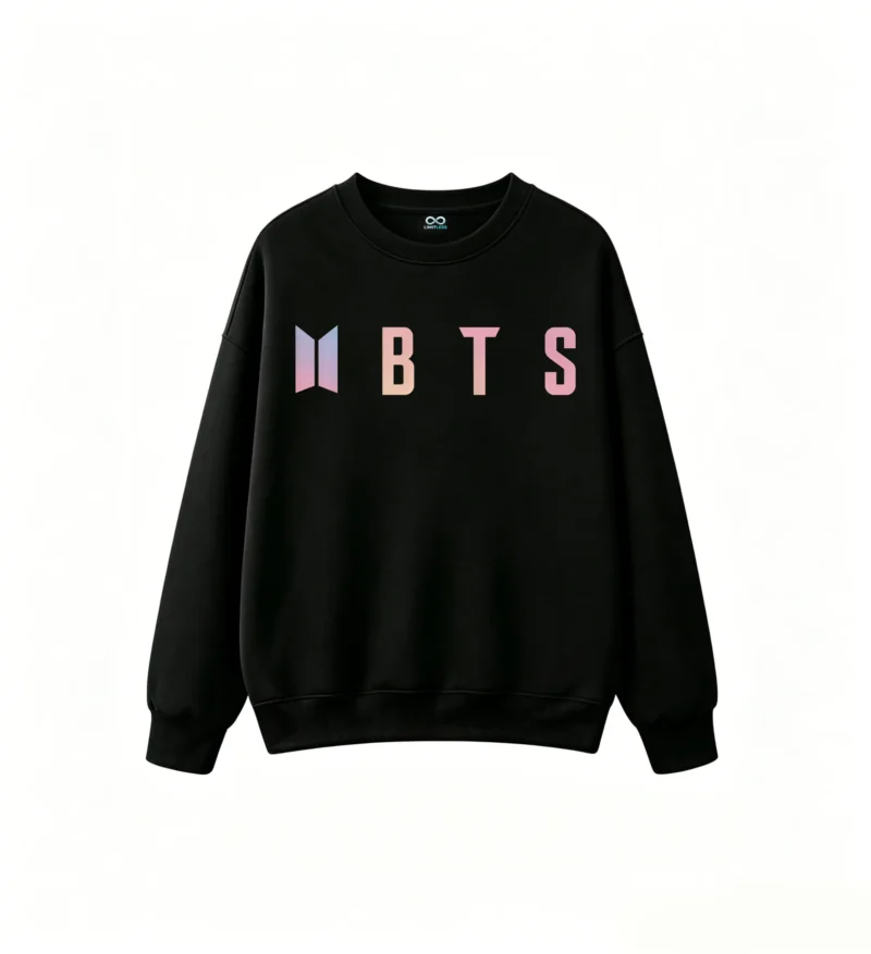 1 Buzo cuello redondo BTS, doble estampado oversize unisex