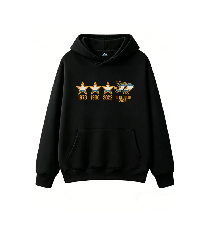1 Buzo Argentina 3 estrellas, doble estampado oversize unisex