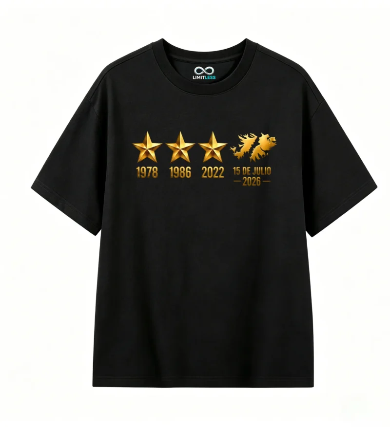 1 Remera 3 estrellas Malvinas, doble estampado oversize unisex